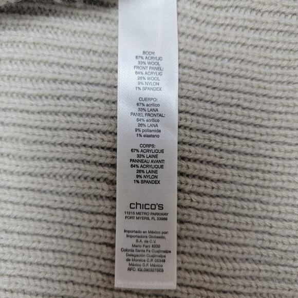 Chicos Beige Cardigan Sweater Fuzzy Shearling Size 1 (Small, 8) - Picture 9 of 10